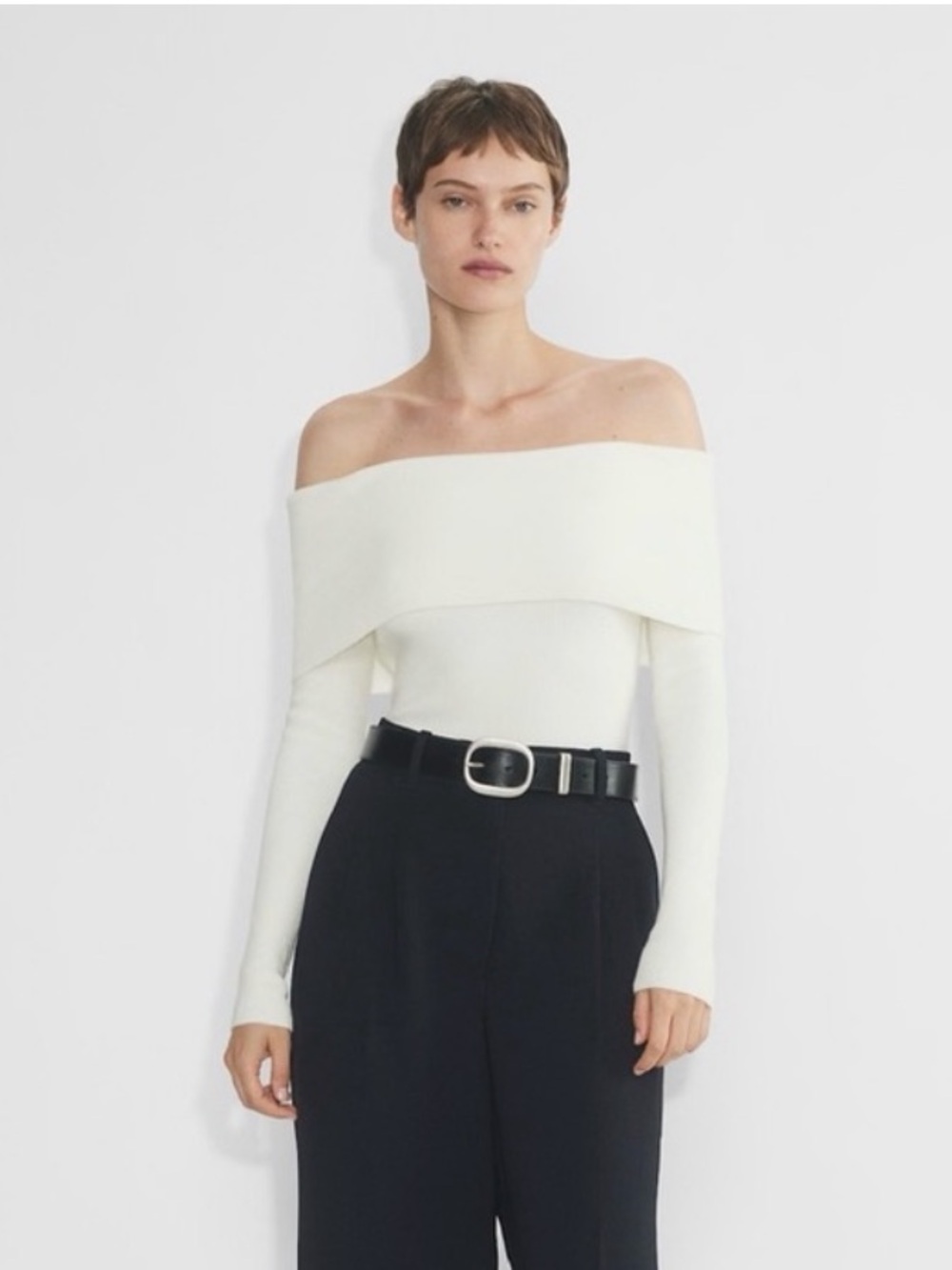 Aritzia Off-the-Shoulder Cream Sweater